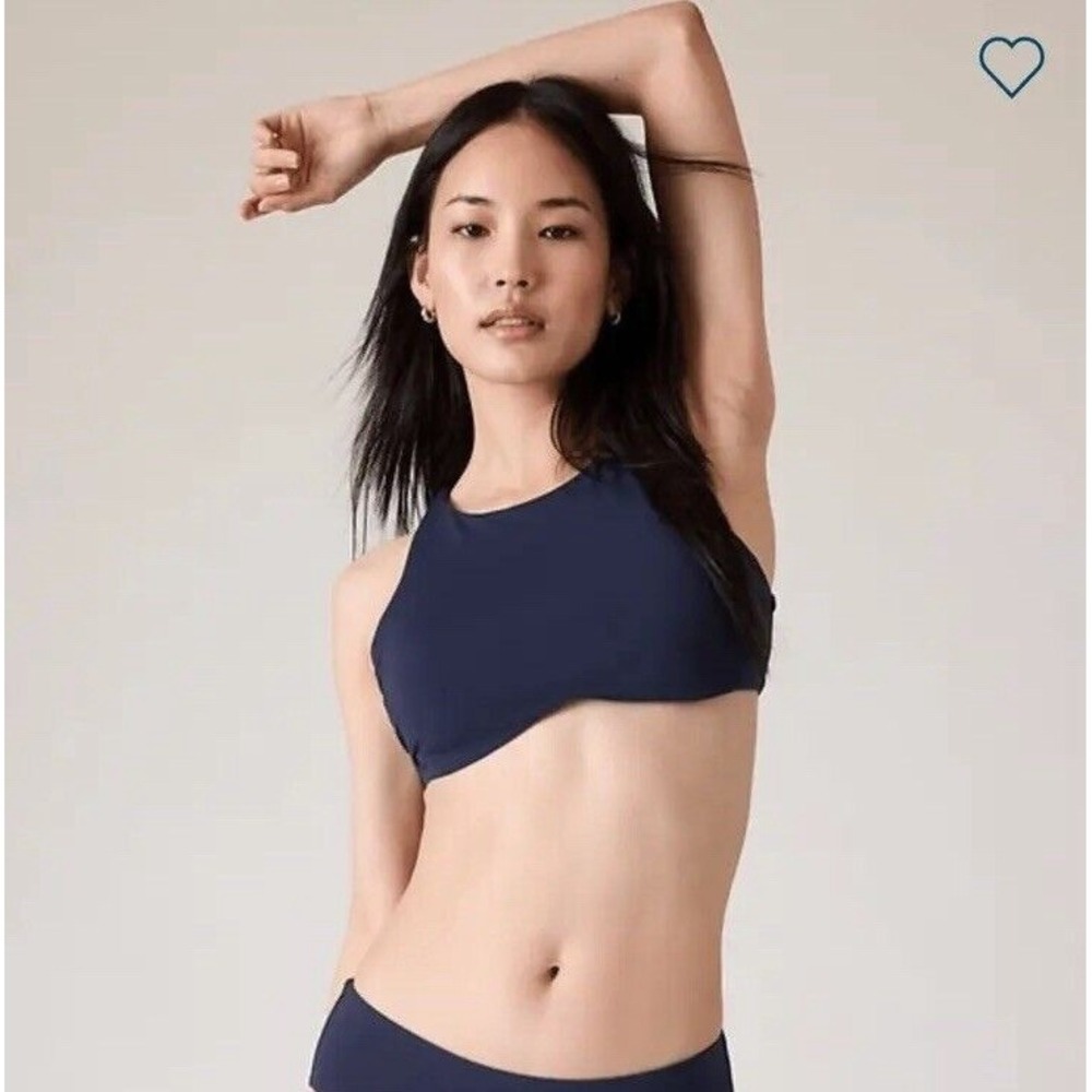 Athleta‎ Size 34 B/C Small Maldives Bra Cup Bikini Top Dress Navy Blue #405827